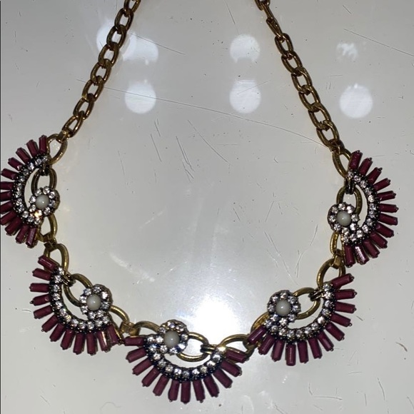 Burgundy & bronze bib style necklace - Picture 1 of 1